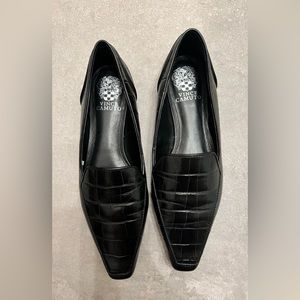 Vince Camuto Kallassa Black Leather Crocodile Slip On Loafers Shoes Size 9.5 M